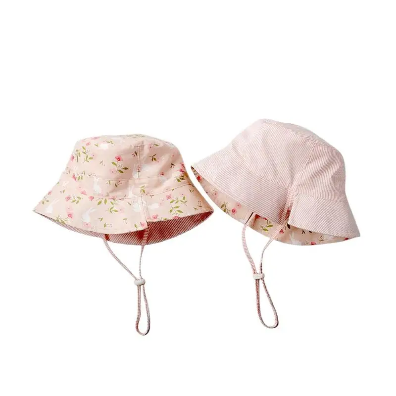 Atmungsaktiver Baumwoll-Doppelseitiger Sonnenhut für Babys, atmungsaktiv und sonnenschützend, dünner Bucket-Hut mit Cartoon-Print – Detail 6