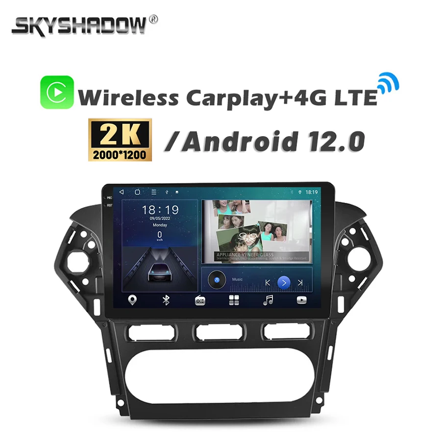 

2000*1200 Carplay Авто Android 14,0 DSP 8G + 128G автомобильный DVD-плеер GPS карта WIFI Bluetooth 5,0 RDS радио для Ford Mondeo 4 2010- 2014