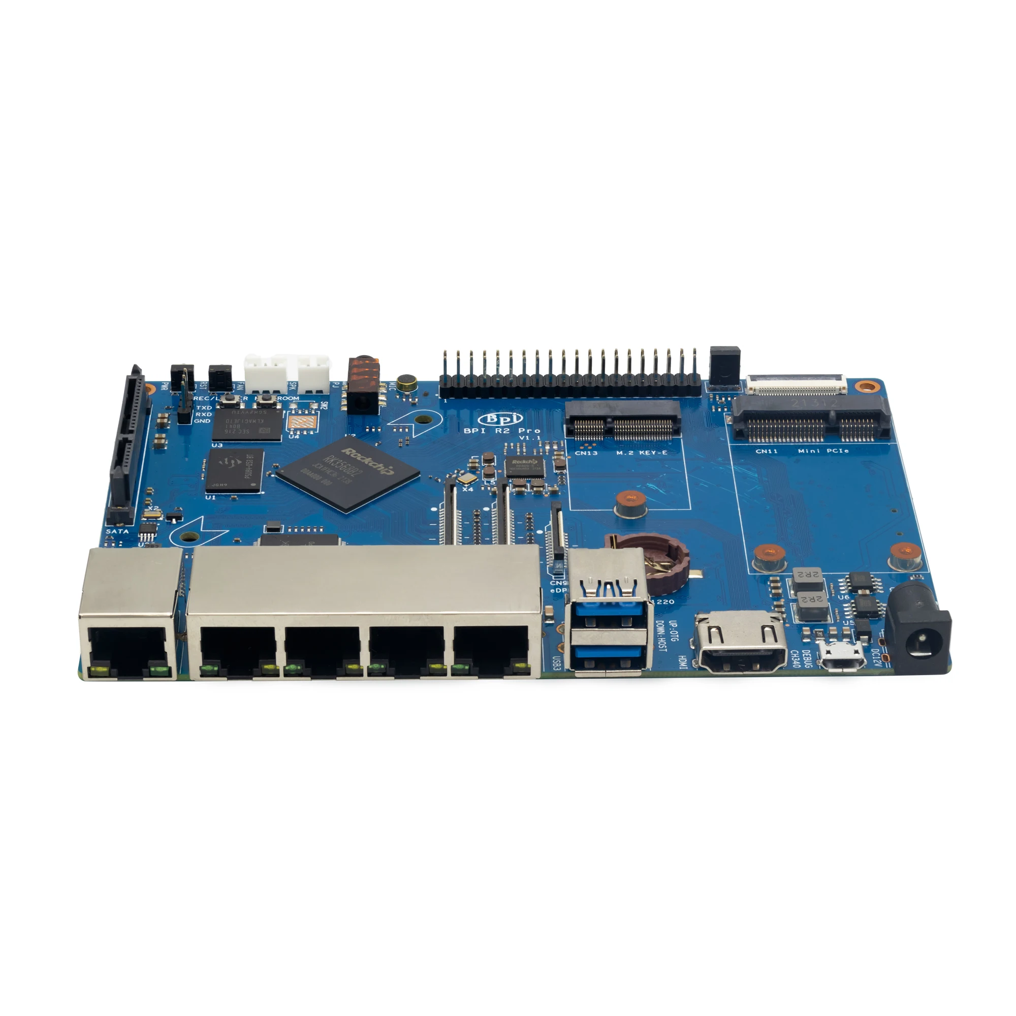 Imagem -05 - Banana pi Bpi-r2 Pro e Caixa de Metal Fonte de Alimentação Quad-core Arm Cortex-a55 Cpu 2g Lpddr4 Sdram Opensource Roteador Placa Demo
