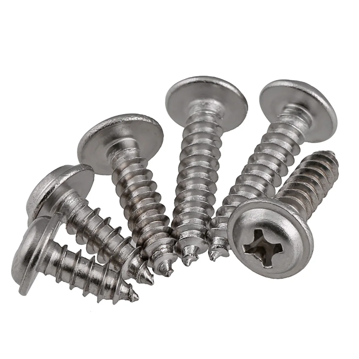 Cruz Rodada Cabeça Auto Tapping Parafuso com Almofada, Madeira Parafuso, 304 SS, M2-M5