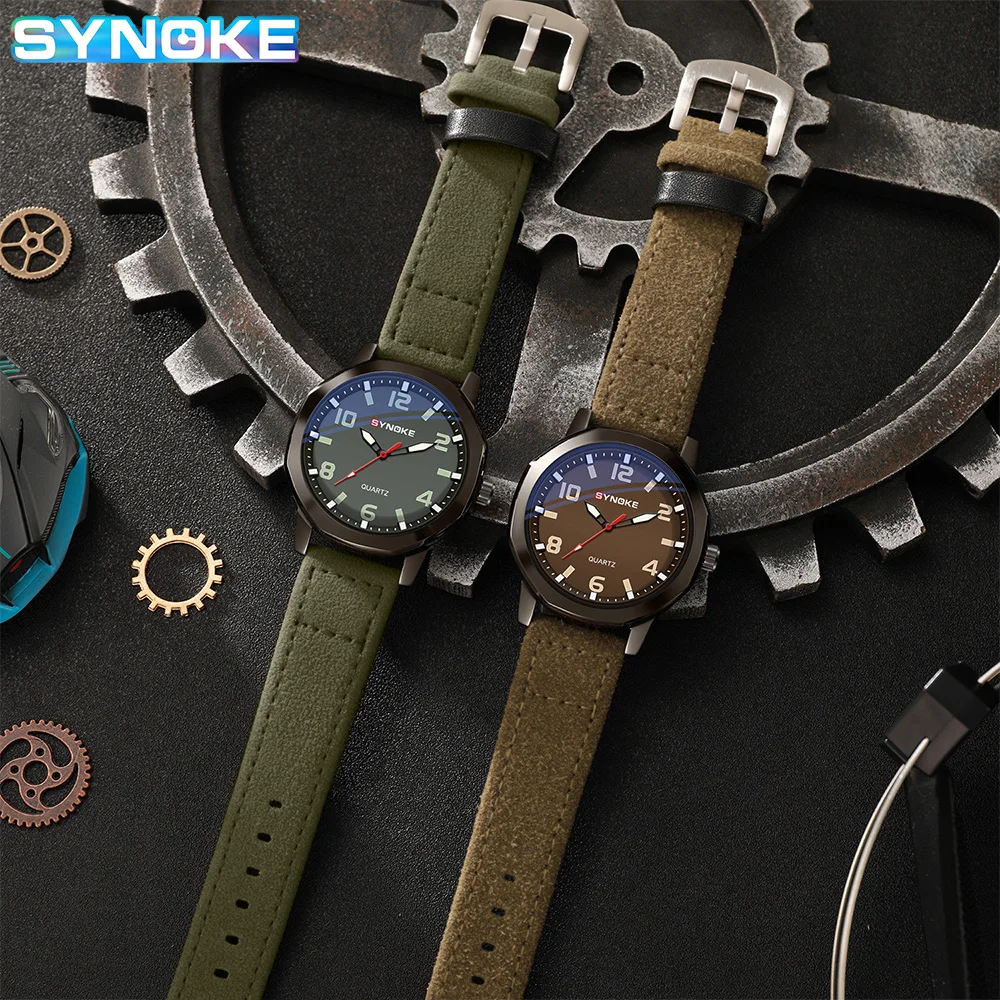 SYNOKE Men Quartz Watch Fashion Simple Business Belt Retro Quartz Watch For Men Watch Student Wristwatch Sports Non Mechanical