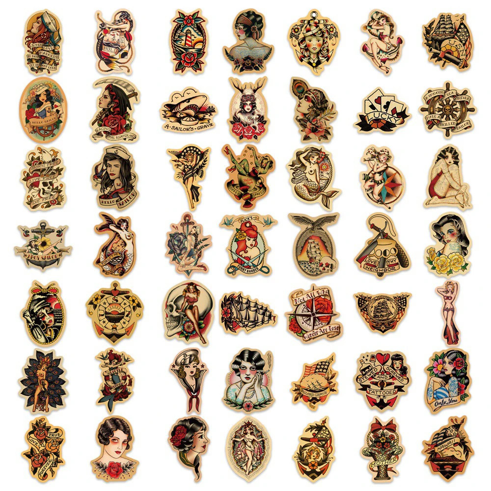 10/30/50/100pcs Vintage Old School Pin Up Girls Stickers Cool Cartoon Decals Skateboard Notebook Phone Graffiti Sticker Packing view 6