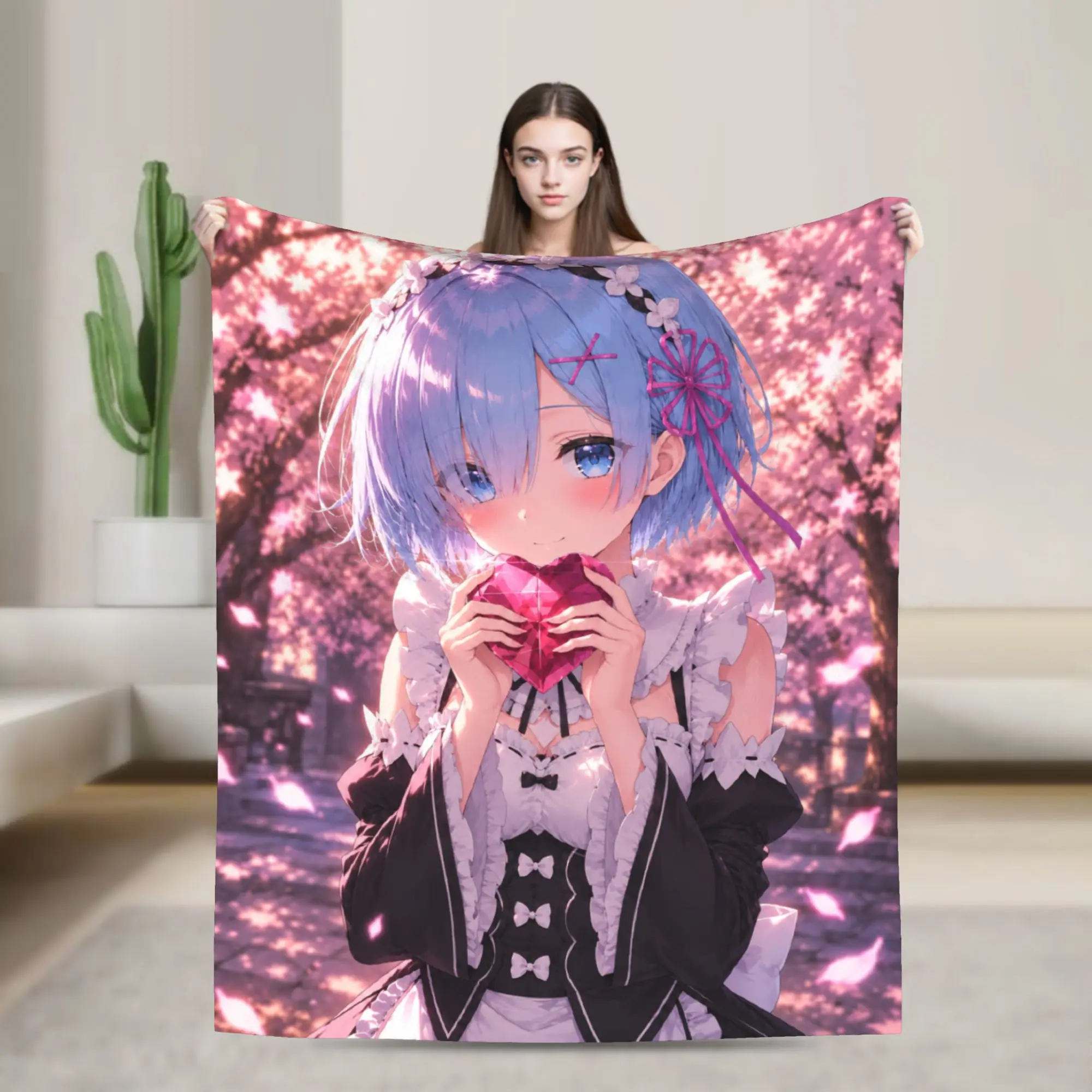 Warm Blanket Anime Re Life In A Different World From Zero Rem Throw Blanket  Flannel Bedspread For Couch Chair Bed Cover