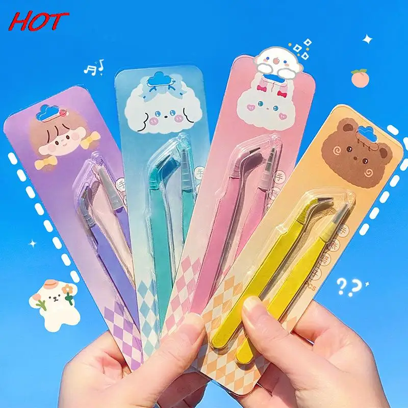 2Pcs New Candy Color Straight Curved Tweezers Tool For Journal DIY Scrapbooking Paper Tape Stickers Multi-Function Tool Tweezer