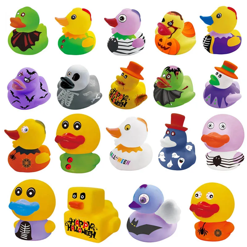 

5-30PCS Halloween Vinyl Duck Toys Baby Bathing Water Play Toy Small Duck Floating Water Toys Halloween Scene Ornaments