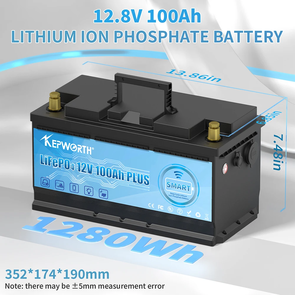 Nuova batteria di accumulo 12V 100AH 120AH 200AH LiFePO4 batterie di alimentazione BMS Bluetooth integrate 6000 cicli per camper Golf Cart