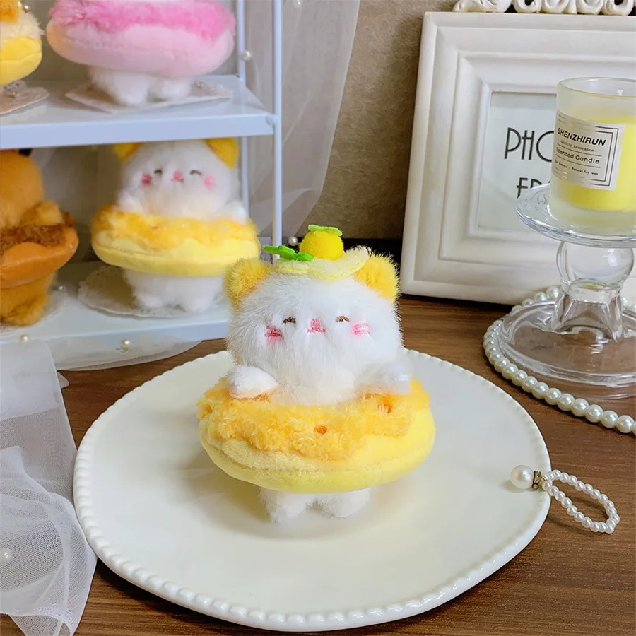 Simpatico ciambella animale portachiavi in peluche portachiavi creativo in peluche cartone animato coniglio / capibara / panda ciondolo borsa in peluche regalo di compleanno