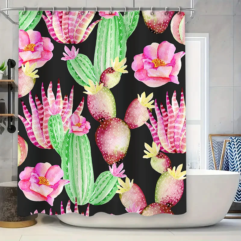 

Цветочная акварельная занавеска для душа с кактусом, декор для ванной комнаты, украшение дома, водонепроницаемая ткань с принтом