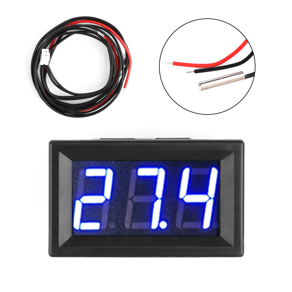 DC 12V 3-position 0.56-inch LED digital tube Intelligent digital display thermometer Measuring temperature range: -50~300 ℃