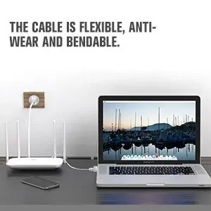 High Speed Slim long Flat Internet LAN Patch Cord, Cat 6 Ethernet Cable 1000M Network, Cat6 Solid weatherproof Cable for Router