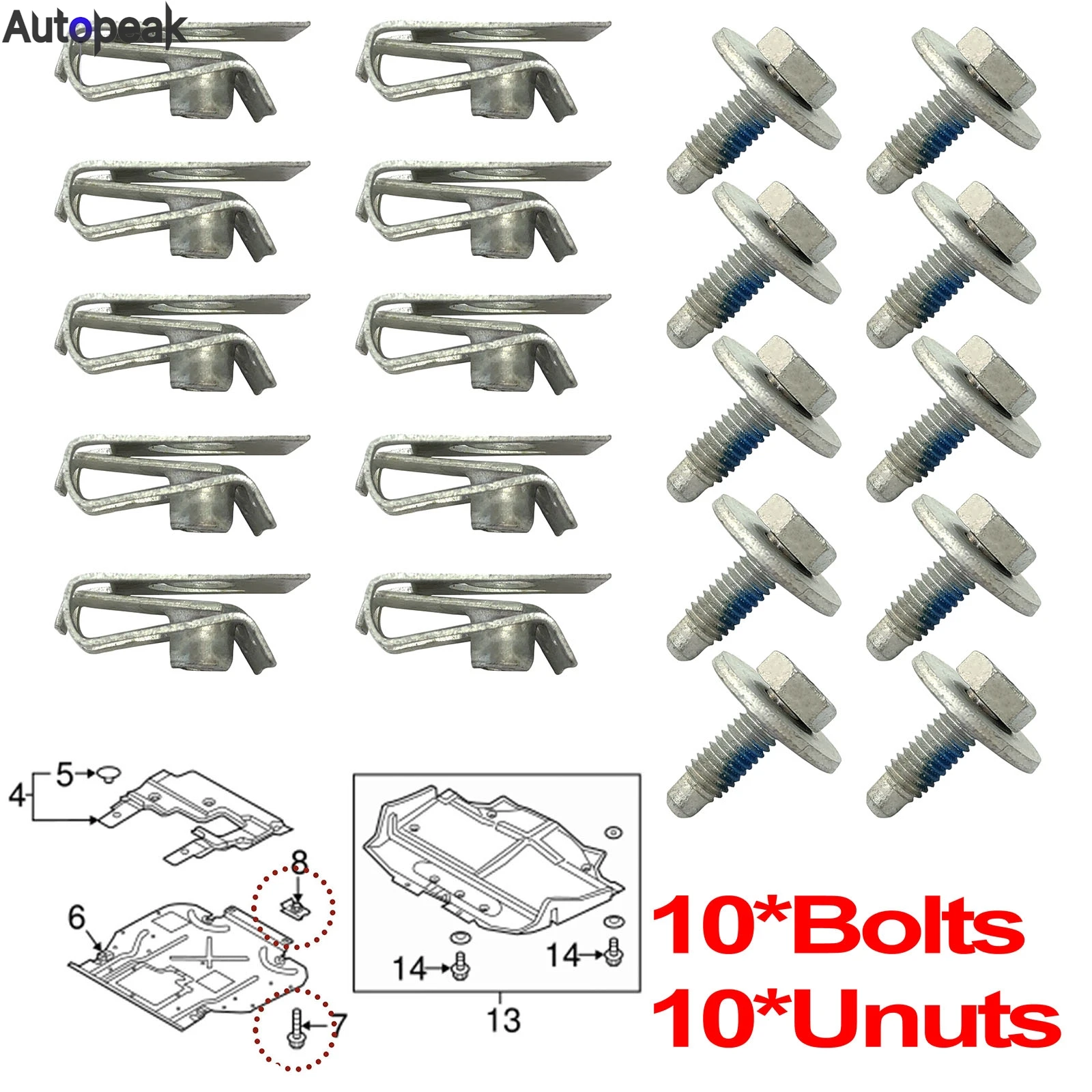 10x For Opel Vauxhall Vivaro Renault Trucks Trafic Mitsubishi Express Nissan NV300 Engine Undertray Bottom Cover Clip Bolt Screw