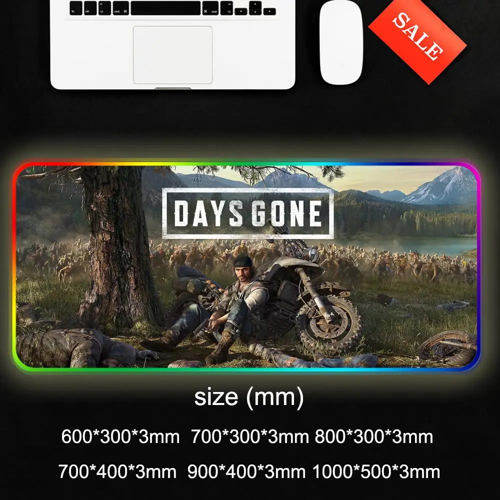 Days Gone Mouse Pad Gamer Rgb Desk Mat Back Light Led Mousepad Setup Gaming Accessories Deskmat Big Mousepad Backlight