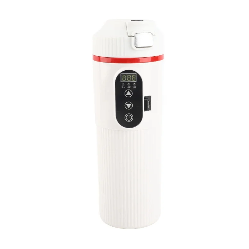 500ml Car Electric Kettle Stainless Steel Heating Cup With Intelligent Temperature Display And Cigarette Holder Portable Travel