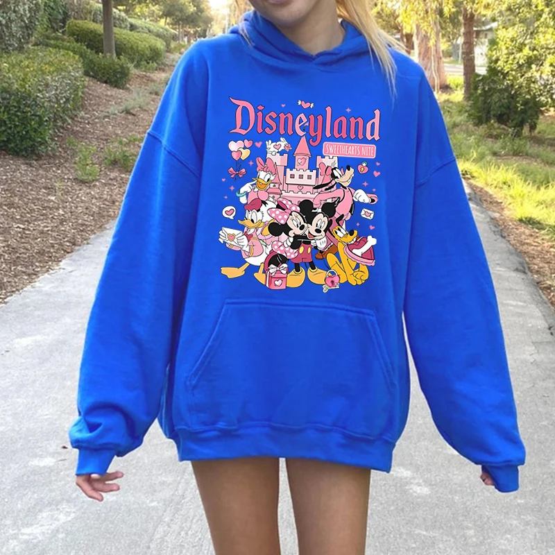 Disneyland Valentines Mickey And Friends Hoodies Women's Tops Casual Sweatshirt Valentine's Day Gift