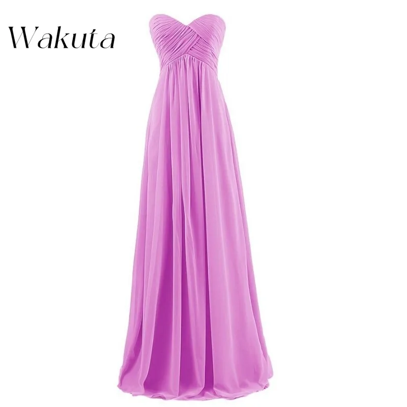 Wakuta Retro Bustier Strapless Chiffon Bruidsmeisjes Groepsavondjurken Eenvoudig getailleerde slanke geplooide vloerlange banketjurken