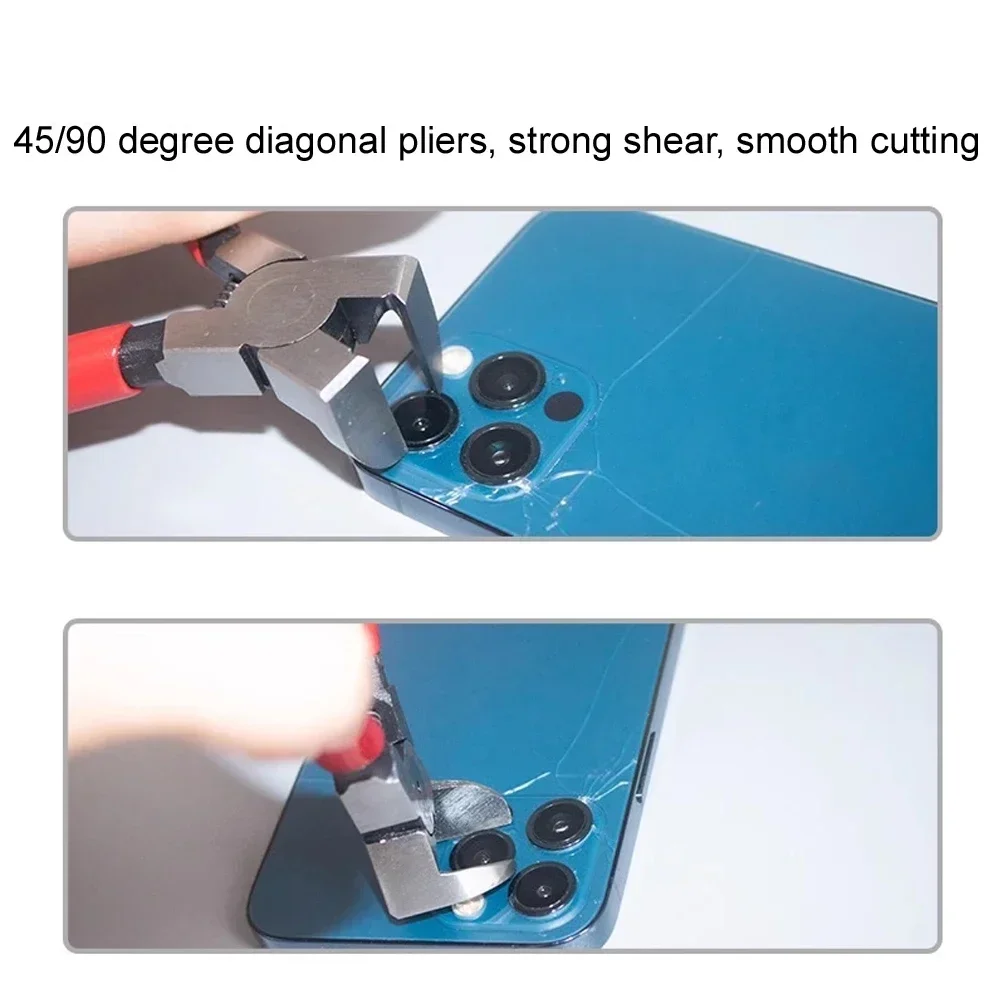 SUNSHINE DK-F90 Pliers 90° Right Angle Flat Mouth Cutter for Mobile Phone Camera Frame Steel Ring Disassemble Repair Tool