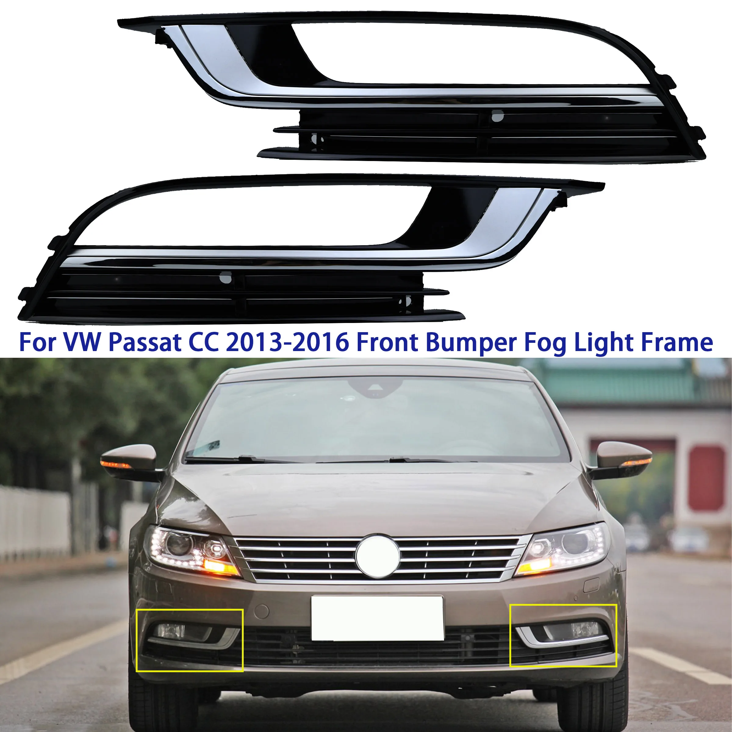 For VW Passat CC 2013 2014 2015 2016 Auto Left Right Side Front Bumper Fog Light Lamp Frame Grille Cover 35D854661 3C8854662