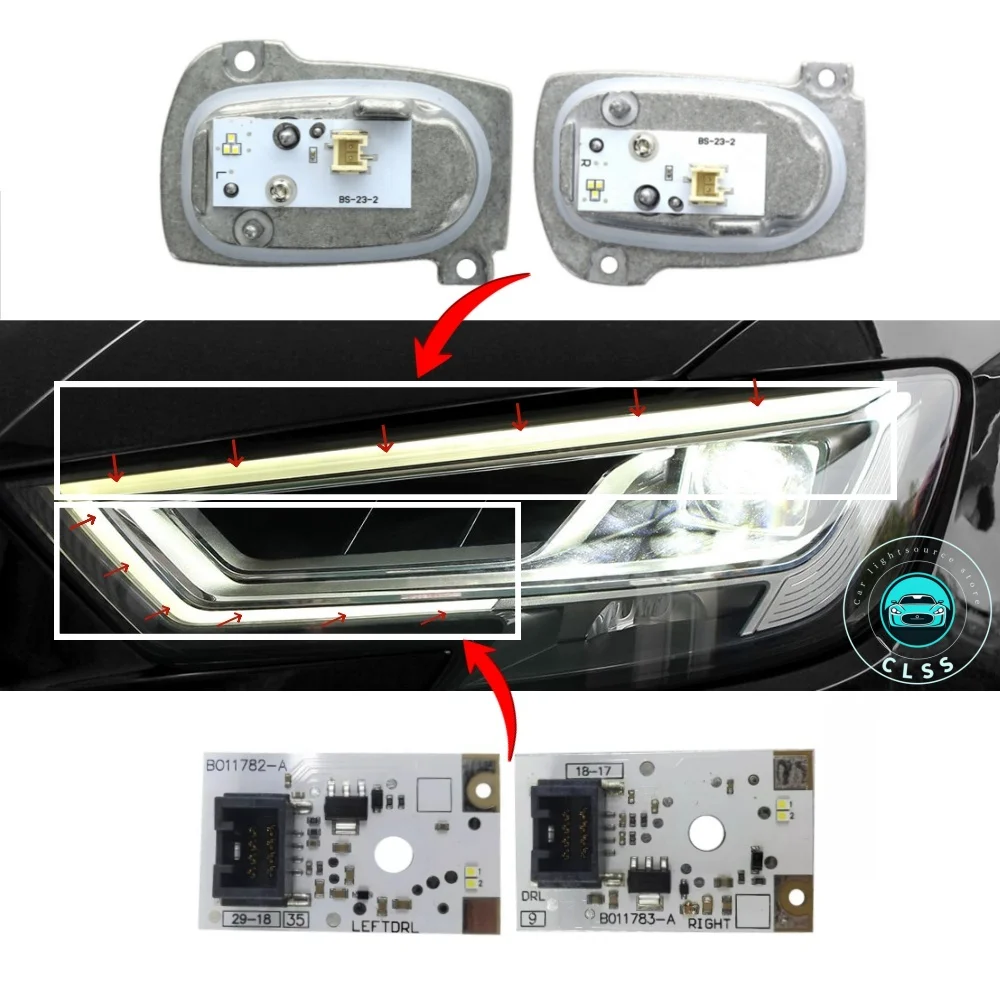 LED Headlight Daylight DRL Module Unit Set for  2017-2018 Audi A3 S3 RS Matrix 8V0.998.473B 8V0.998.474B