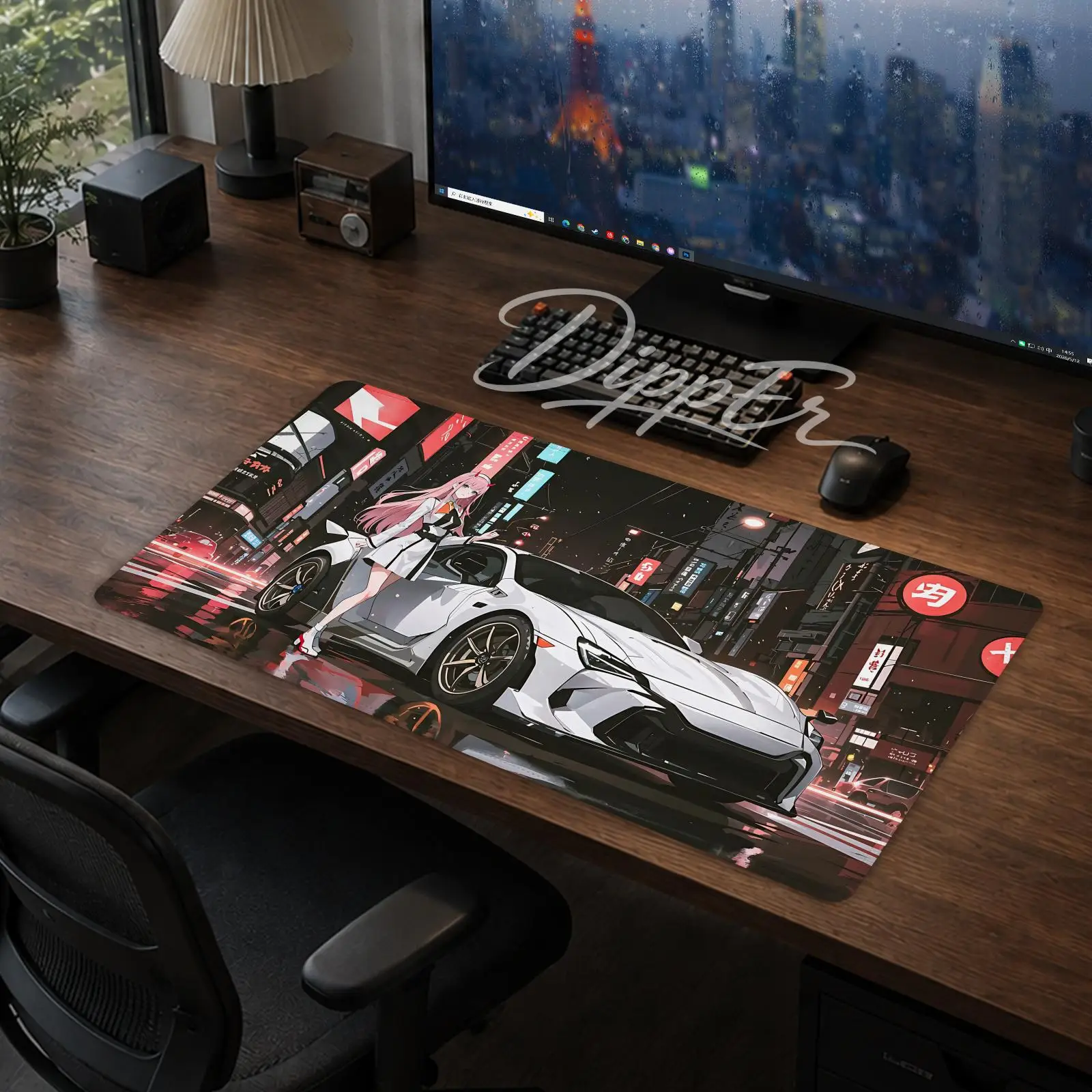 Anime Car Girl Mouse Pad Gaming office Desk Mat Non-slip Large Mousepad DIY Keyboard Pad stitched edge rubber base
