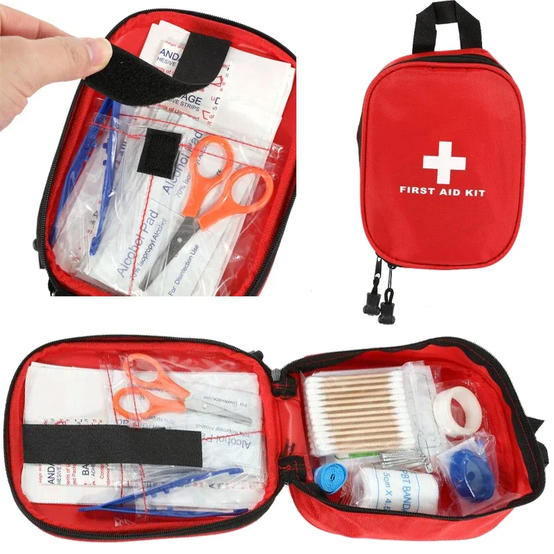 Trousse de premiers soins de voyage de survie en milieu sauvage en plein air, mini sac médical, sac de traitement d'urgence, camping, randonnée, 120 pièces