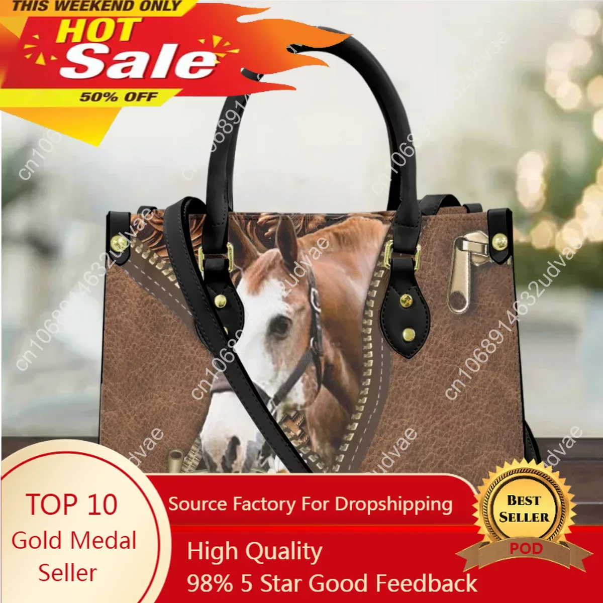 Horse Handbags Gift for People 3D Animal Design Fashion Leather Women Tote Shoulder Bags Casual Small Messenger Bags for Female