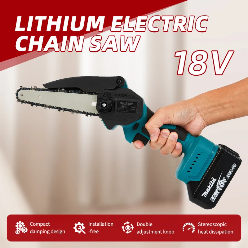 Makita 18v (No Battery)  Chainsaw for Woodworking with Small Handheld Electric 6-inch Logging Sawzall Mini Portable Chainsaw