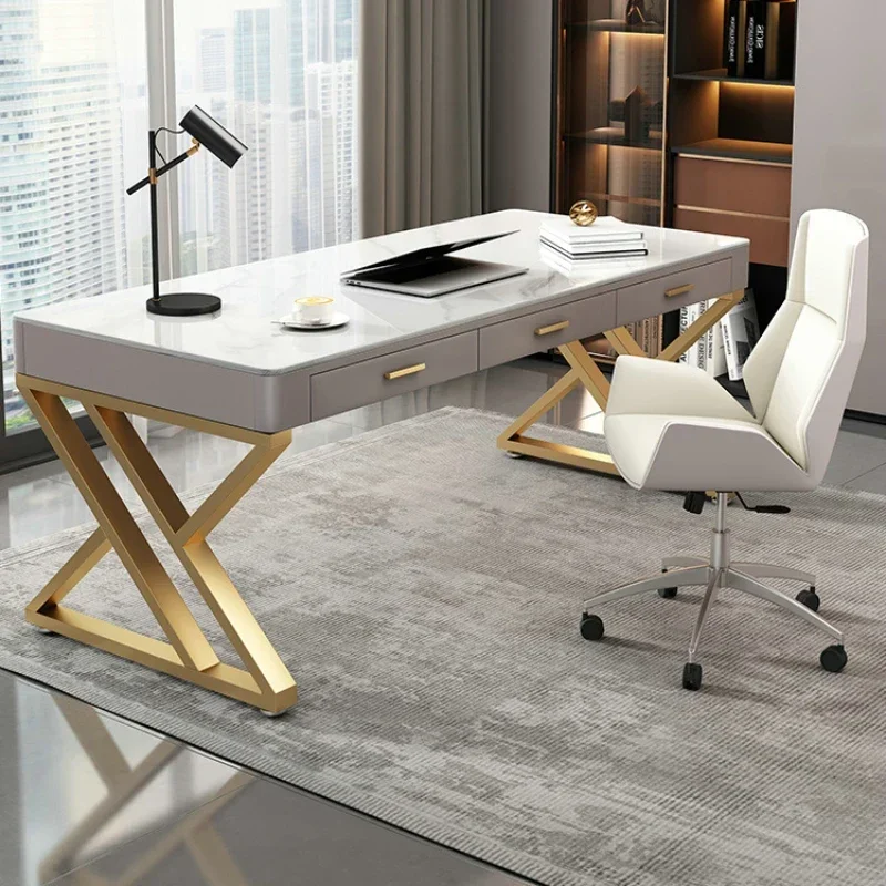 Light luxury rock board desk, modern computer desktop, simple office, home, study, bedroom, girl Economically