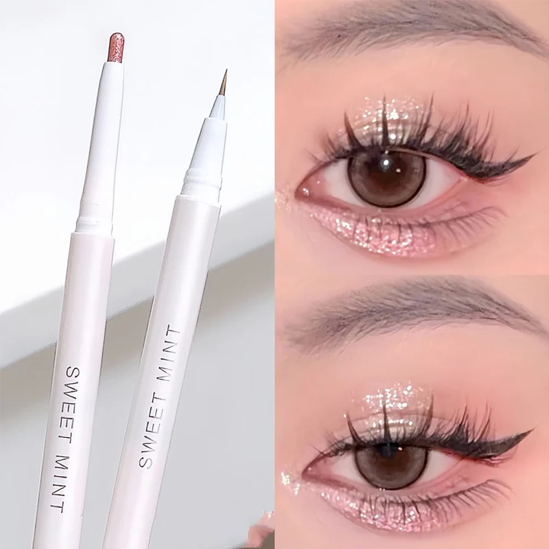 Dubbelkop Zijdeachtige Glinstering Eyeliner Potlood Liggende Zijderups Waterdichte Markeerstift Matte Witte Parel Oogschaduw Gel Beauty Cosmetica