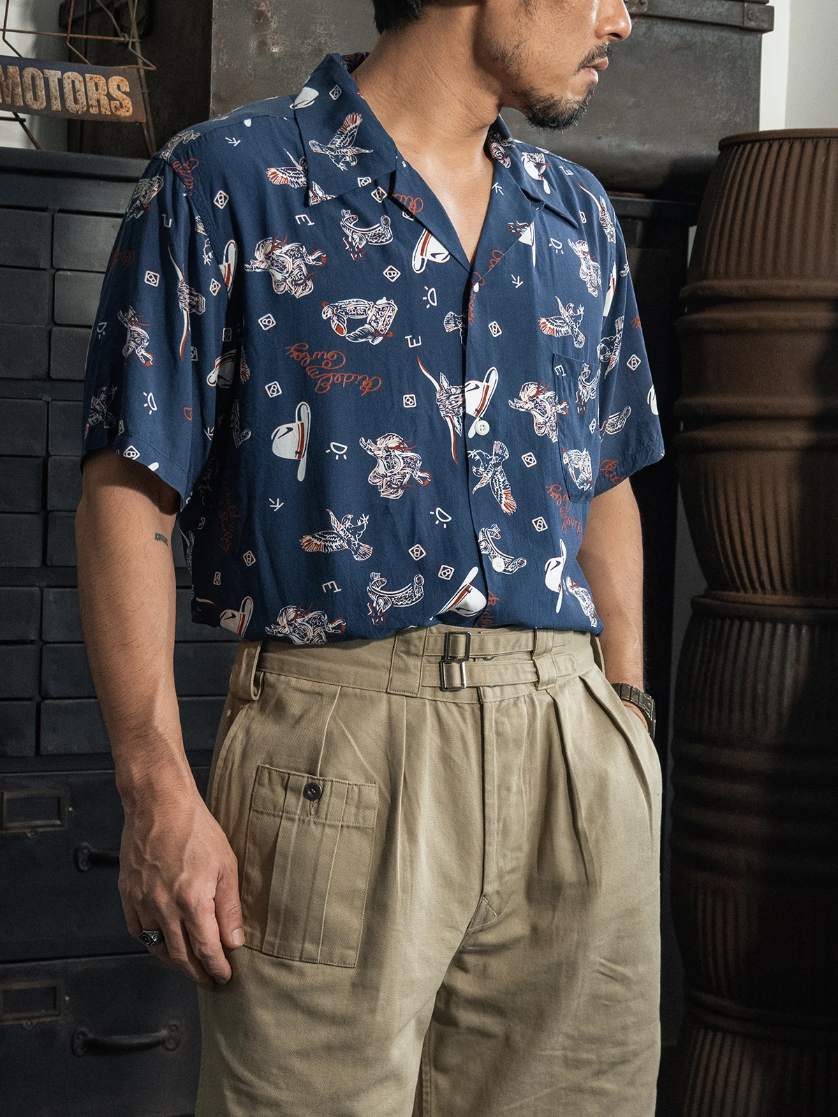 

Летняя рубашка свободного кроя с принтом в стиле ковбоя, с кубинским воротником, из вискозы и хлопка, тонкая, прохладная