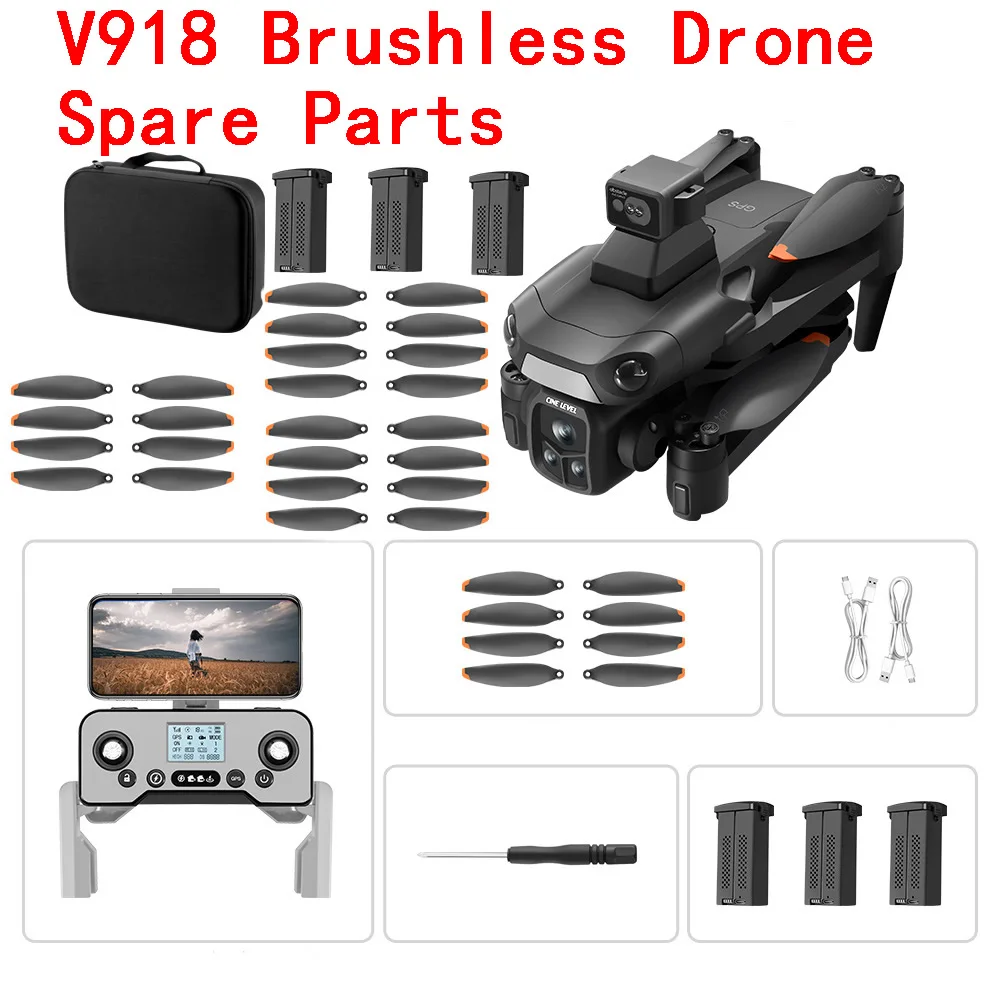 New V918 Brushless GPS Drone V168ProMax RC Quadcopter Spare Parts Obstacle Avoidance/Remote Control/Battery/Propeller/Charger...