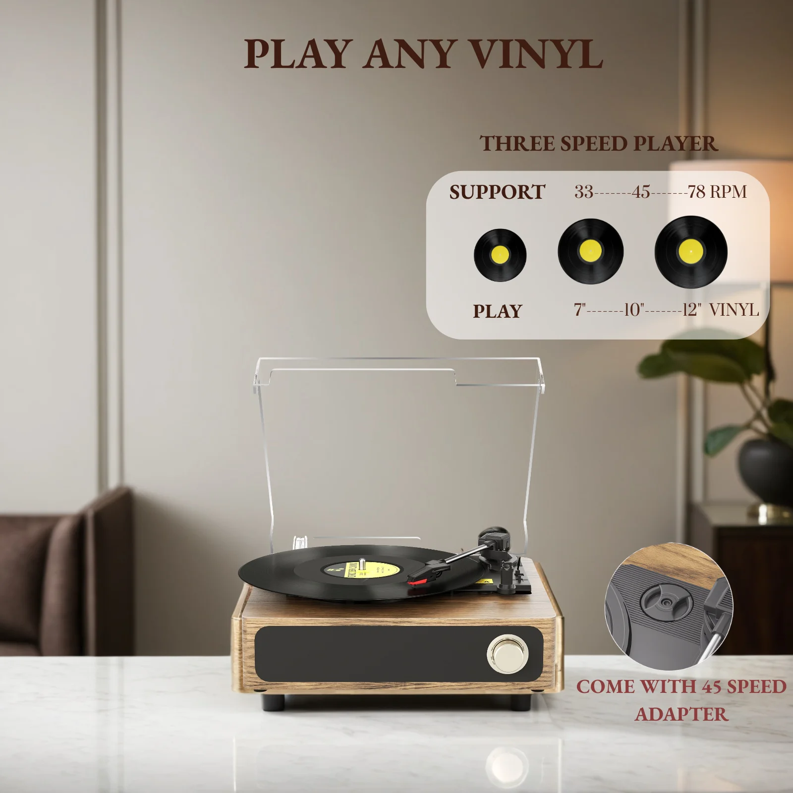 MAIO Record Player Audio de maleta portátil con altavoces integrados, Spinner de vinilo de 3 velocidades