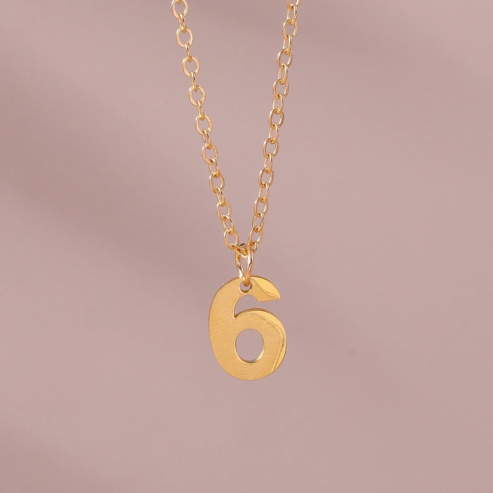 Aihua Mode Glück Initial Nummer 0-9 Anhänger Halskette für Frauen Männer Paar Einfache Arabische Ziffern Halskette Persönlichkeit schmuck – Detail 24