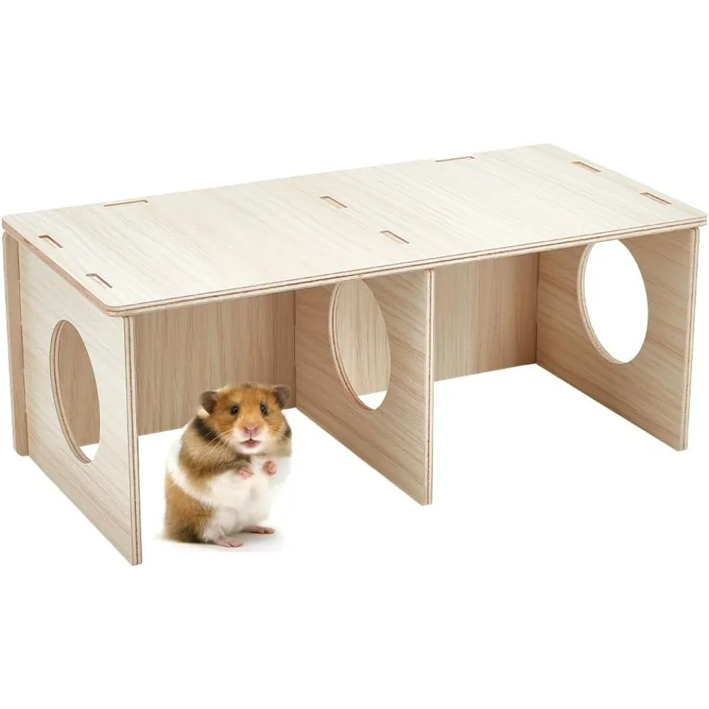 Hamster Secret Peep Shed Chamber Hamster Hideout Wooden House Chamber Small Animal Pets Tunnel Exploring Secret
