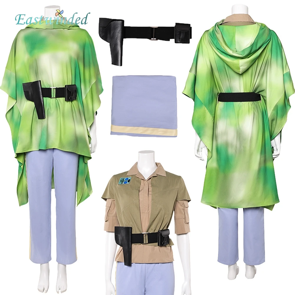 

Princess Leia Cosplay Green Costume Suit Movie Space Battle Roleplay Outfit Women Disguise Halloween Carnival Party Suits