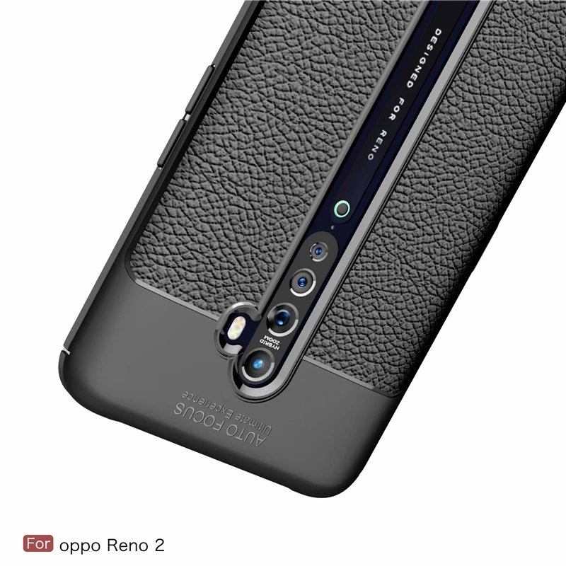 Wolfrule For Case Oppo Reno 2 Case Fashion Lichee Style Silicone Rugged Hybrid Cover For Oppo Reno2 Cover Reno 2 Case 6.5 inch