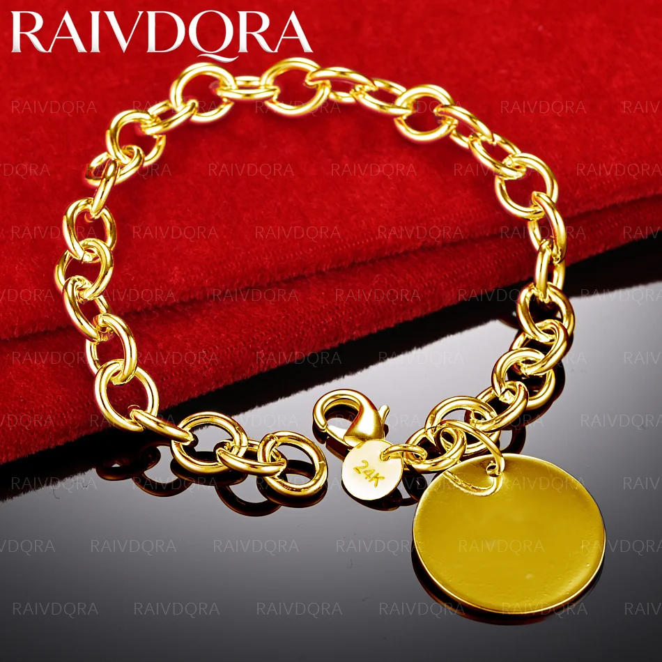 

18K Gold Plated Disc Chain Bracelet For Women and Men Fashion Jewelry Classic Charm Party Accessories Holiday Gifts