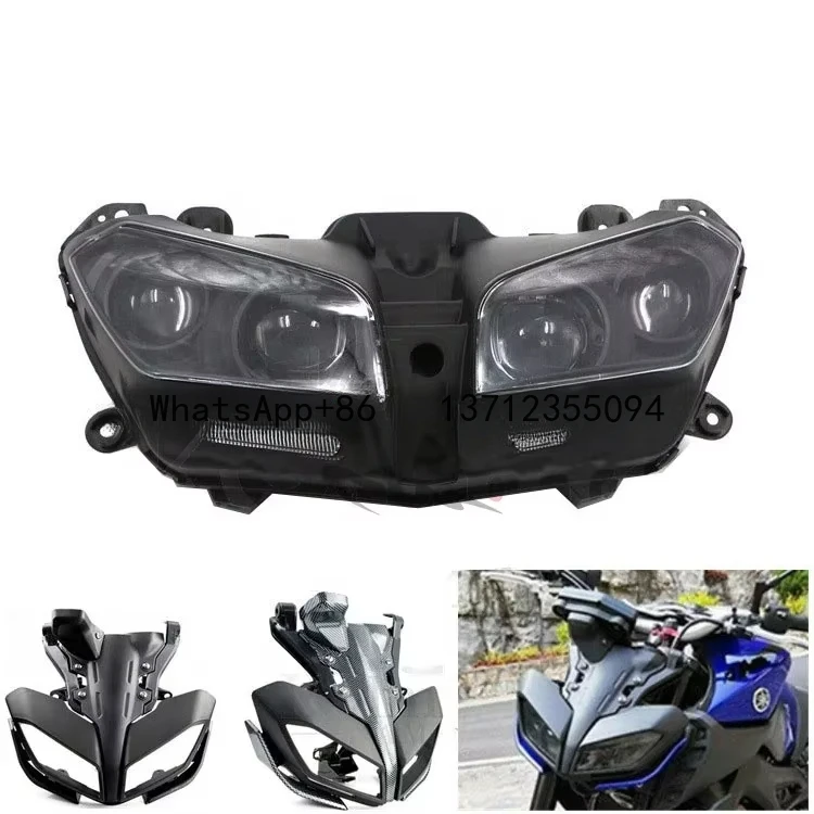 Wholesale modified Motorcycle Part Fit For Yamaha Mt09 Mt-09 2017-2020 Headlamp Front Head Light With Upper Fairing