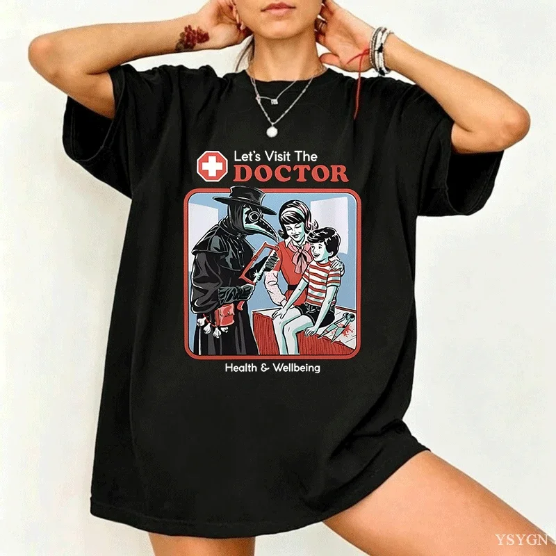 The Treating Doctor Printed T-Shirts Womens Cotton Summer Short Sleeve Tops Comfortable Loose O-Neck T Shirt Basic Woman Clothes