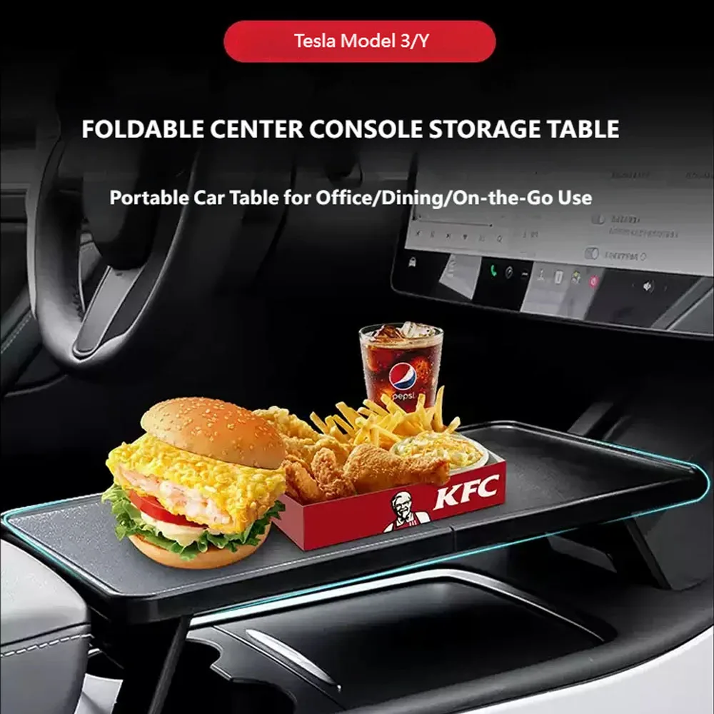 For Tesla model 3/Y/YL Vehicle mounted folding desk Car Foldable Travel Tray for Eating Foldable car tray table