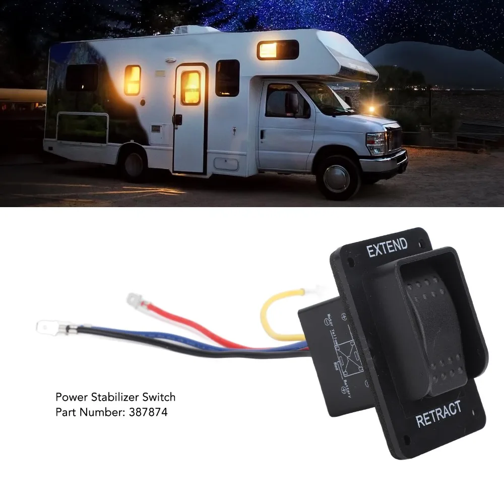 387874 Power Stabilizer Switch With Harness 12V Stabilizer Jack Switch IP66-rated Waterproof Extend Retract Switch for Lippert