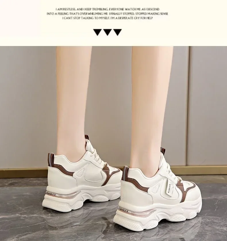 Damen-Sneaker mit Dicker Sohle, Ultraleicht, Neue Frühjahr-Herbst-Kollektion, Weiße Sportschuhe, Bequeme Atmungsaktive Laufschuhe für Frauen – Detail 7