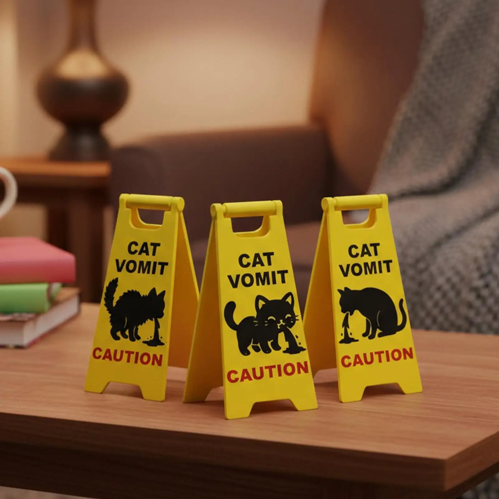 Funny Cat Vomit Caution Sign Humorous Desk Sign For Cat Lovers Office Decor Unisex Gift For Coworkers Versatile Room Decoration