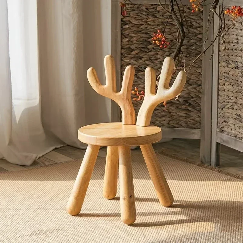 

Solid wood biscuit stool creative cute baby small bench home living room low stool backrest shoe change children's small stool