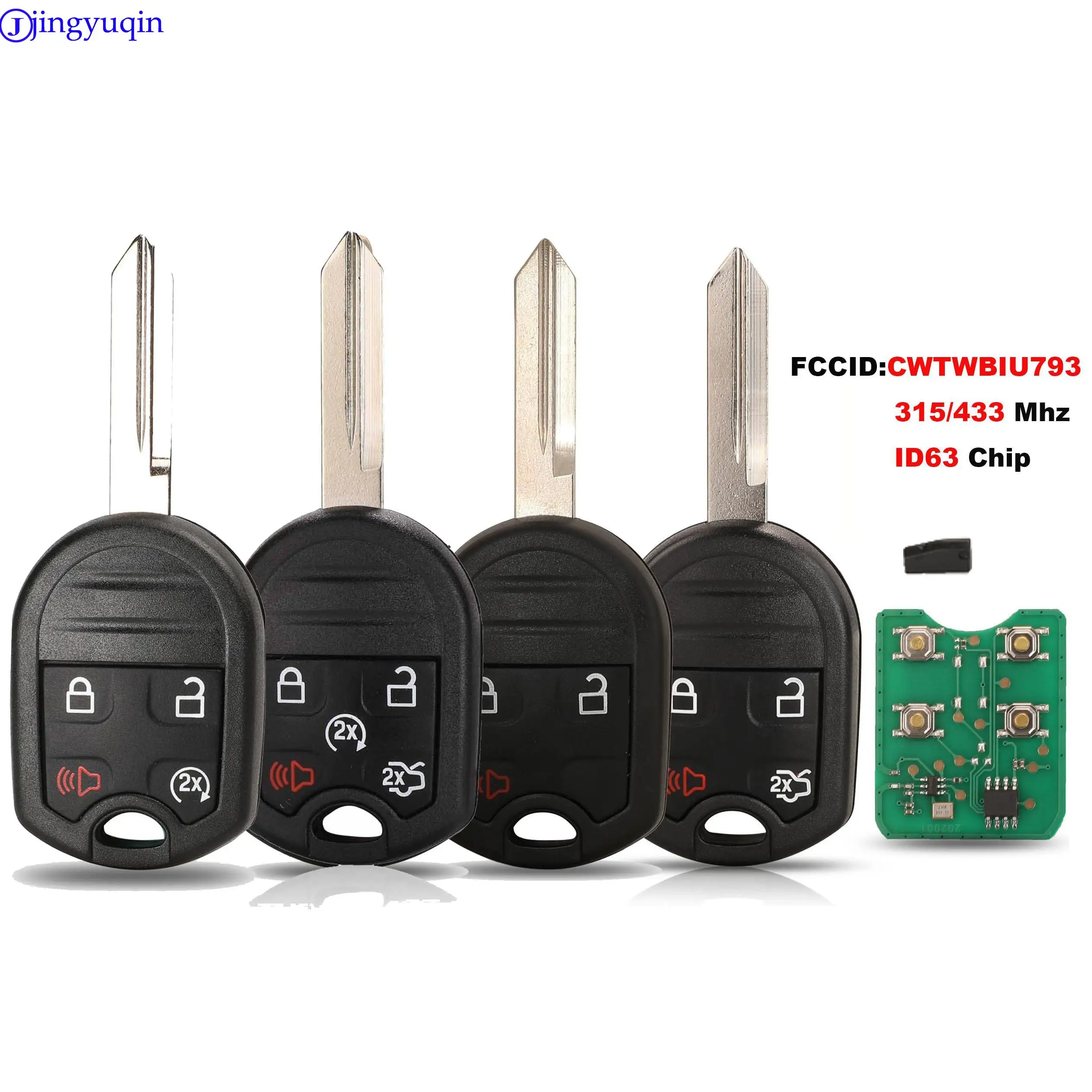 jingyuqin Remote Car Key Fob For Ford Expedition Explorer Taurus Flex 315/433 MHz 4D63-80bit Chip FCCID: CWTWB1U793/OUCD6000022