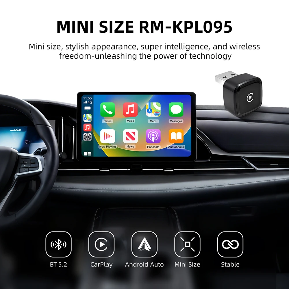 Kabelloser CarPlay-Adapter Kabelloses Android Auto AI Smart Box Mini 2-in-1 Intelligentes System für Kabelgebundenes CarPlay im Auto – Detail 2