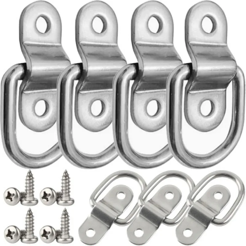 1 set Stainless Steel D-Ring Car Trailer Hook Truck Bed Anchors Heavy DutyTie Down Anchors Mount Tie Down Ring for Trailer Lorry
