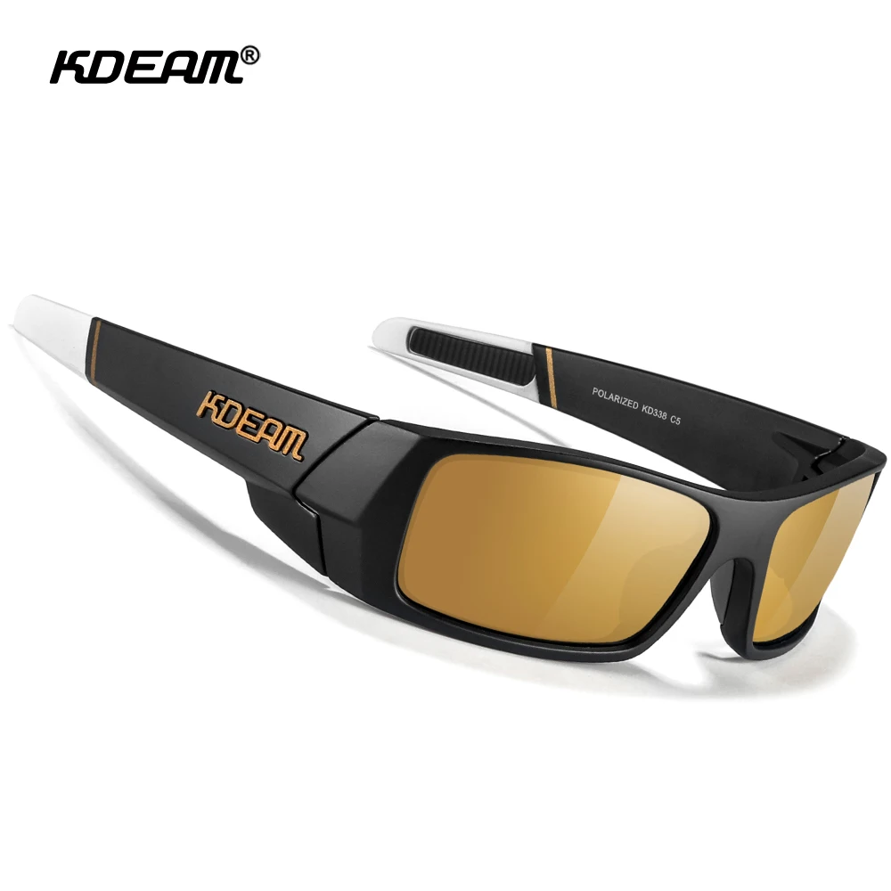 KDEAM All Black Fishing Sunglasses Men Outdoor Sports Sun Glasses Photochromic Lens With Zipper Case