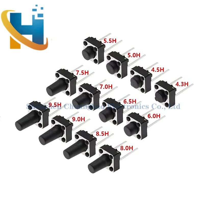 Tact Push Button Switch 12V Copper 2PIN DIP2 SMD Micro Switch 6X6X5 4.3 5 5.5 6 7 8 9 10 11 12 13 15MM TV Toys home use Button