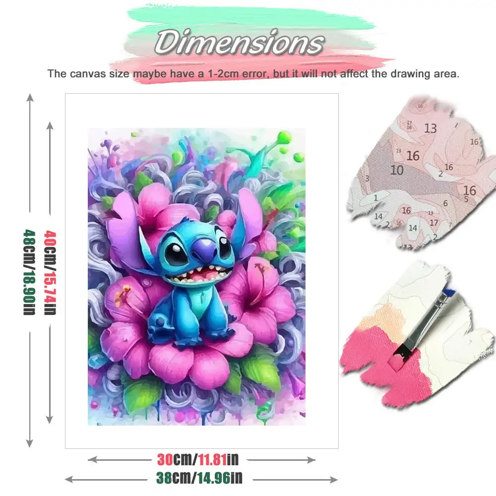 مجموعات الطلاء ديزني حسب أرقام غرزة فلورا التوضيح DIY لوحة زيتية رقمية الحيوان Artcraft Handpaint ديكور المنزل
