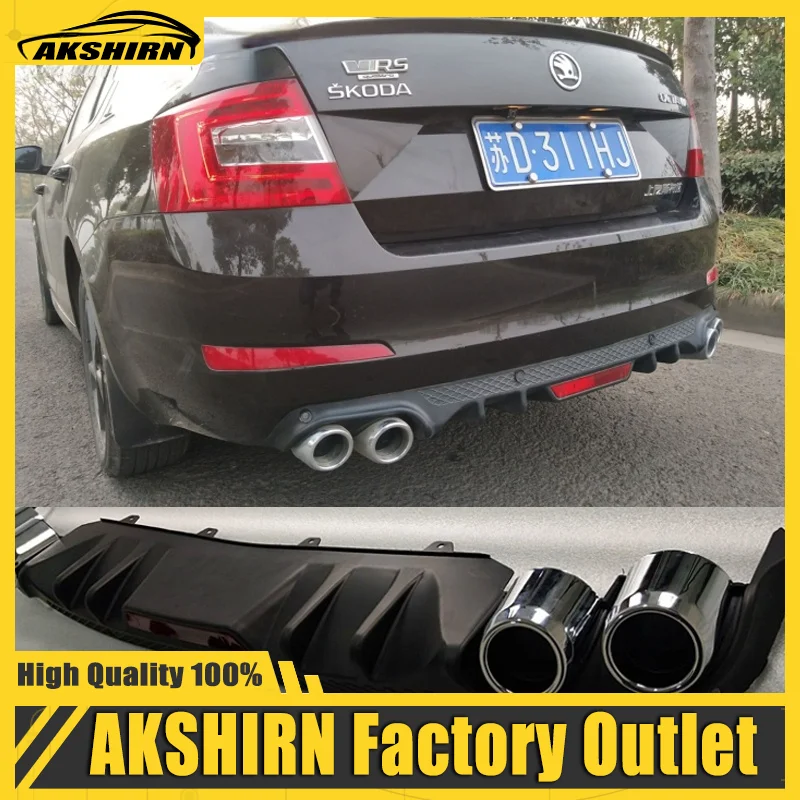 High Quality ABS Black Rear Bumper Lip Trunk Spoiler Rear Diffuser Protector With Hole Car Styling For Skoda Octavia 2014-2018